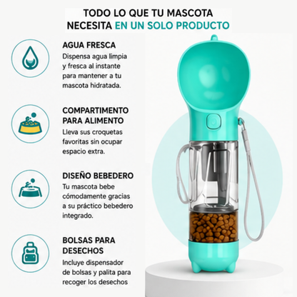 Botella Portátil 4 en 1 Multifuncional Para Mascotas
