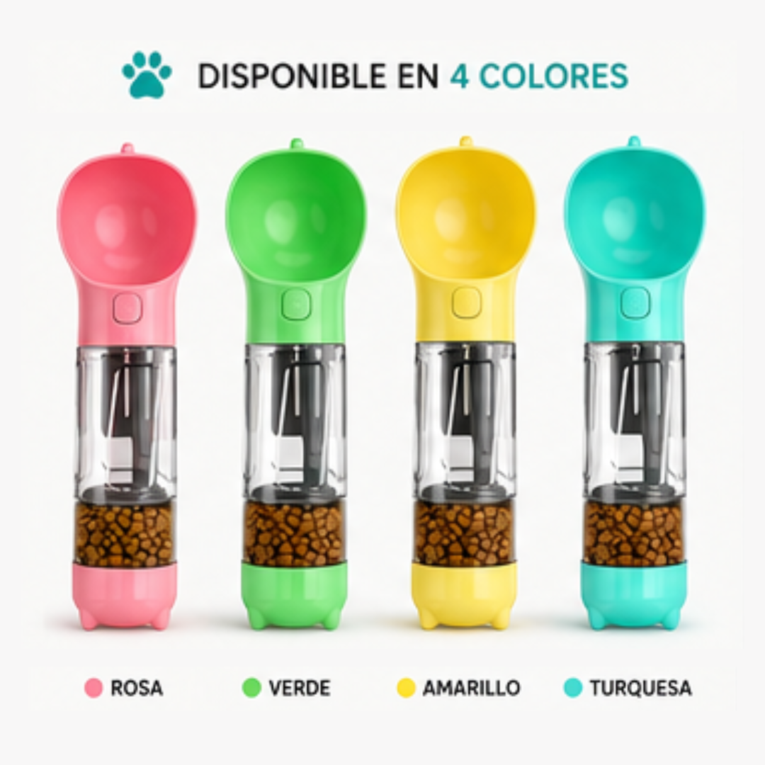 Botella Portátil 4 en 1 Multifuncional Para Mascotas