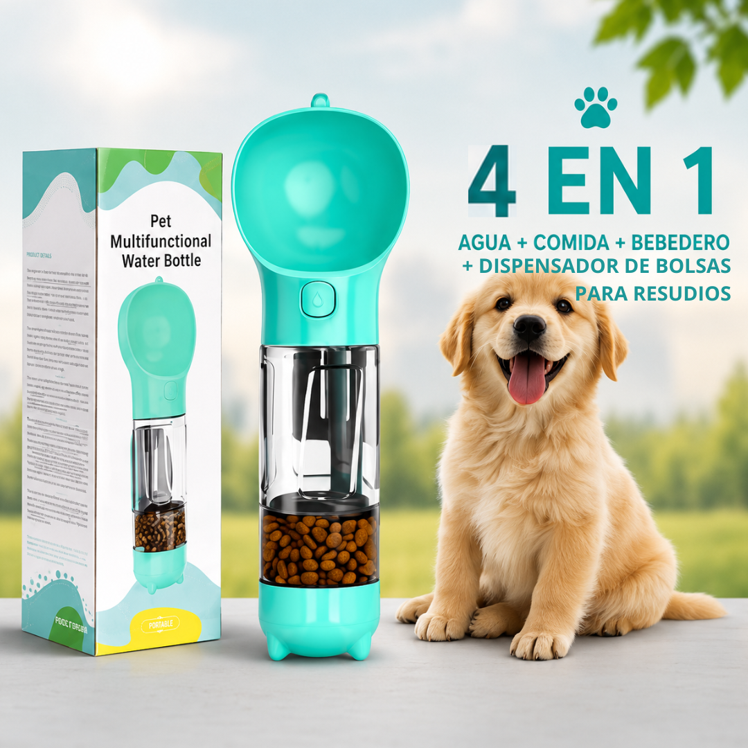 Botella Portátil 4 en 1 Multifuncional Para Mascotas